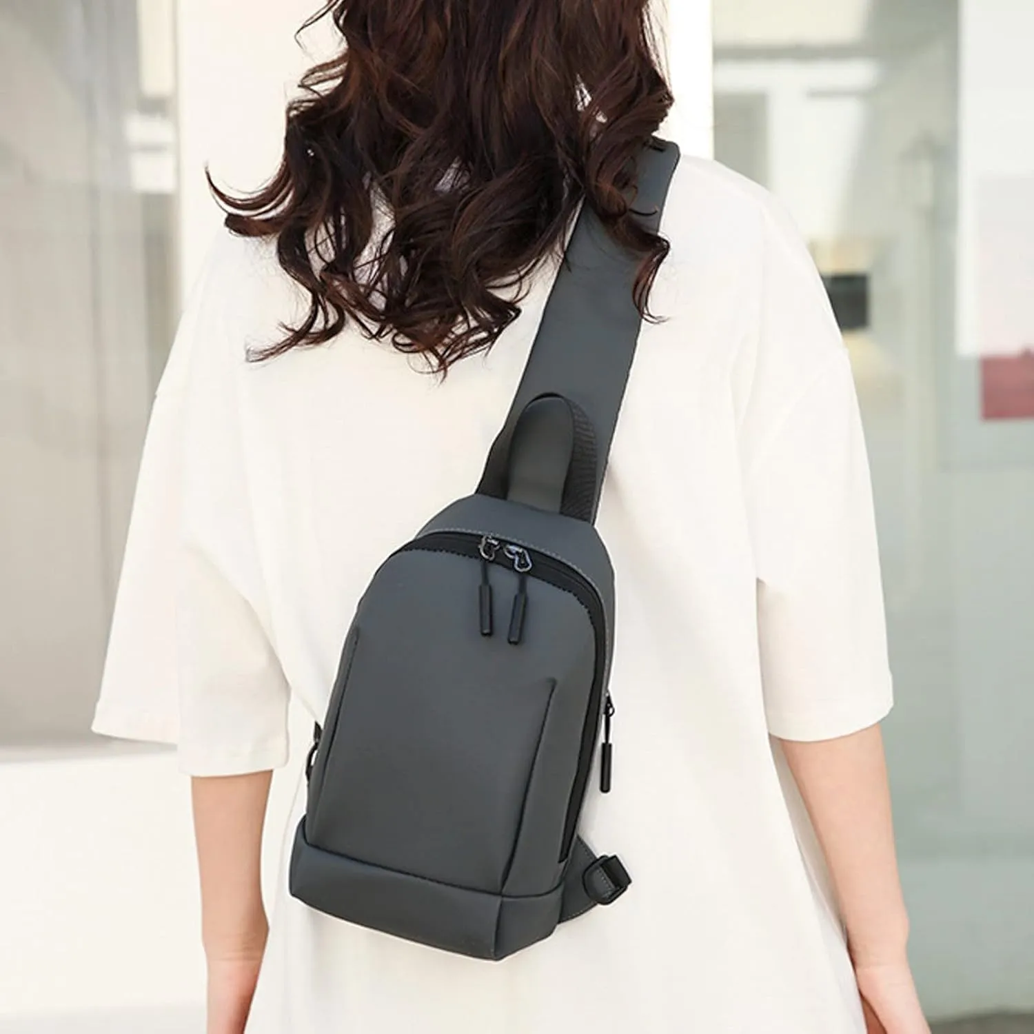 Women's Hiking Backpack Soft Leather Travel Purse Crossbody Wallet Purses with Card Slots Camera Shoulder Bag(Grey)