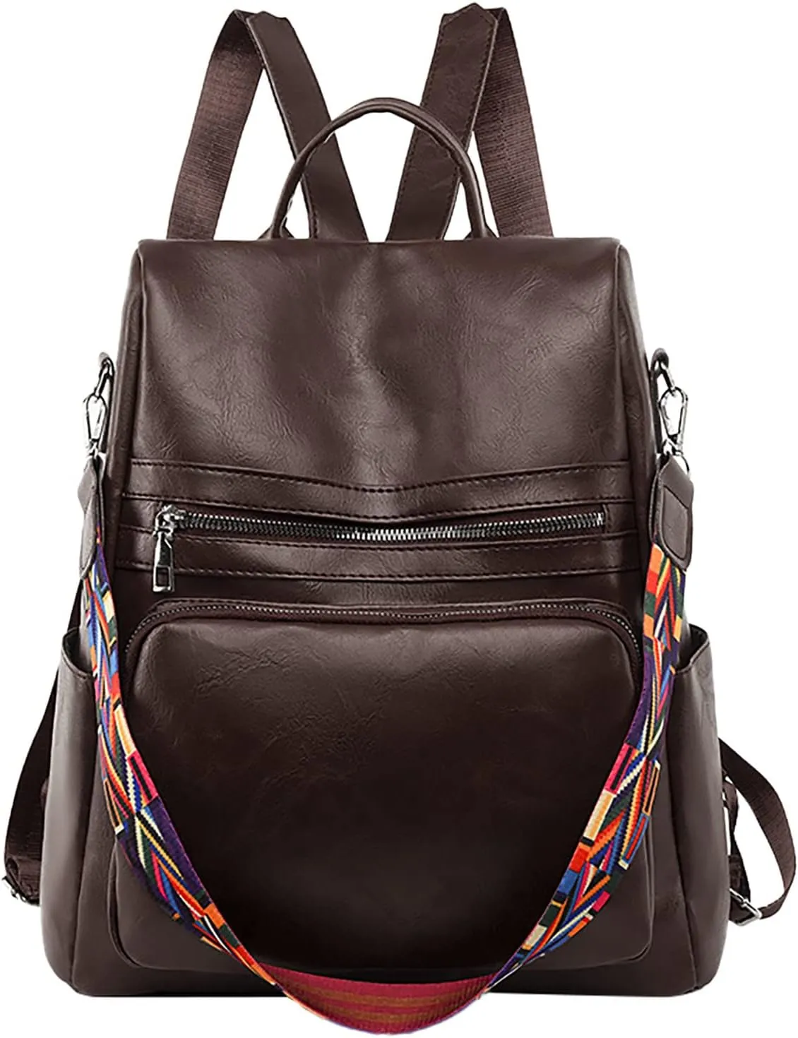 Women's Korean Fashion Backpack Large Capacity Soft Leather Travel Backpack Purse for Women Medium (Coffee, One Size)