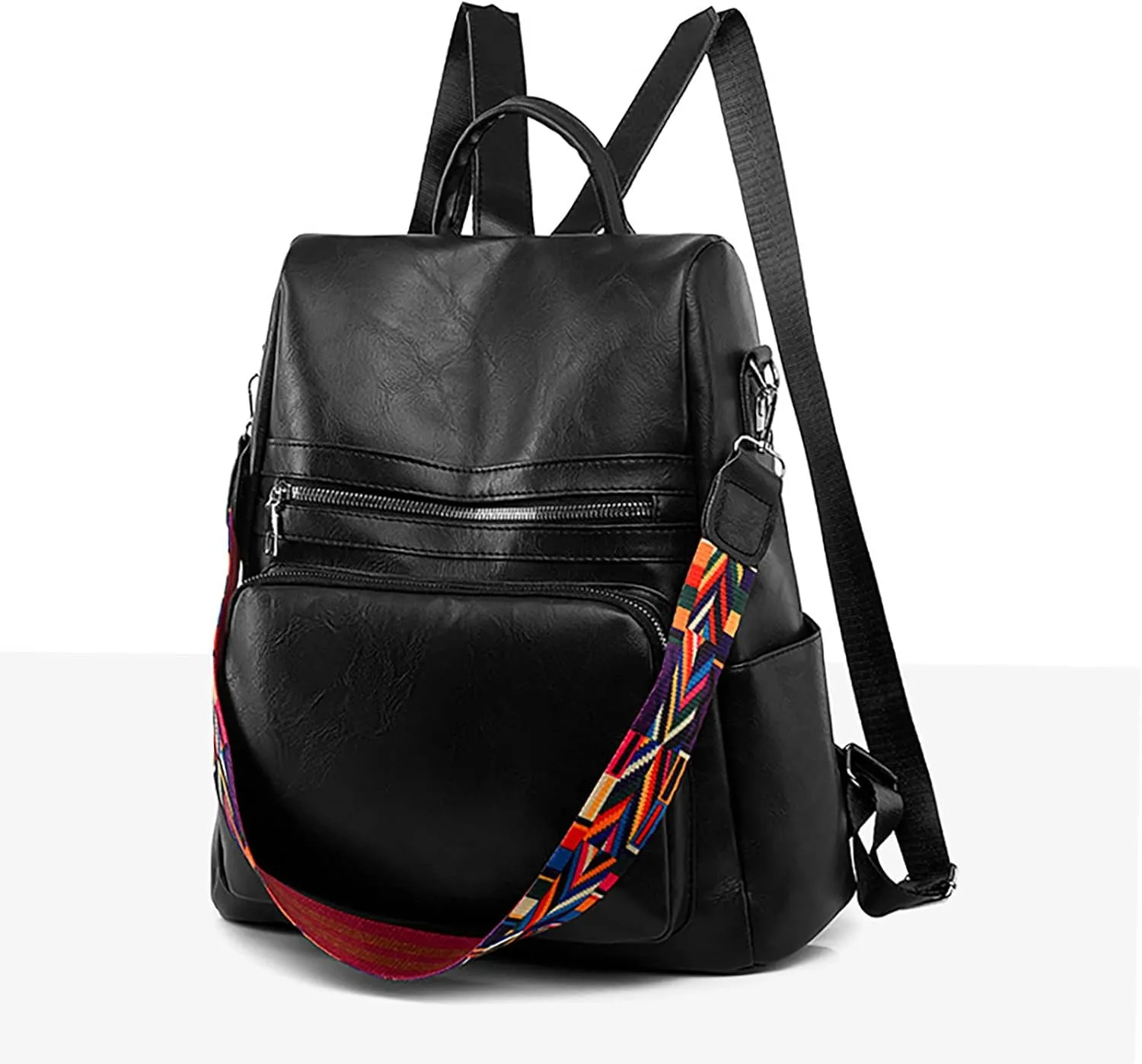 Women's Korean Fashion Backpack Large Capacity Soft Leather Travel Backpack Purse for Women Medium (Red, One Size)