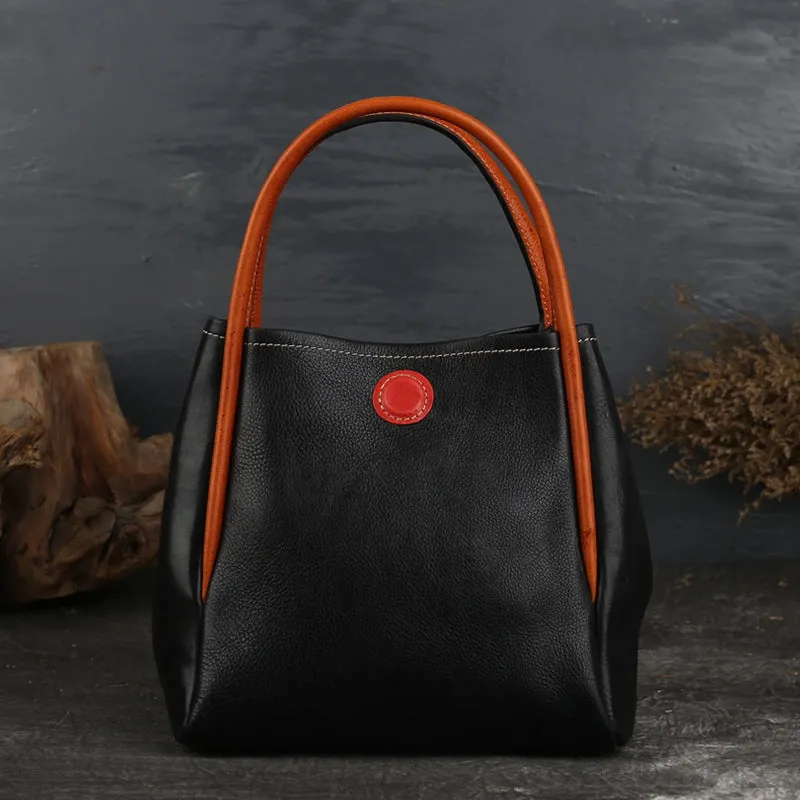 Womens Leather Bucket Bag Purse Leather Tote Handbags for Women