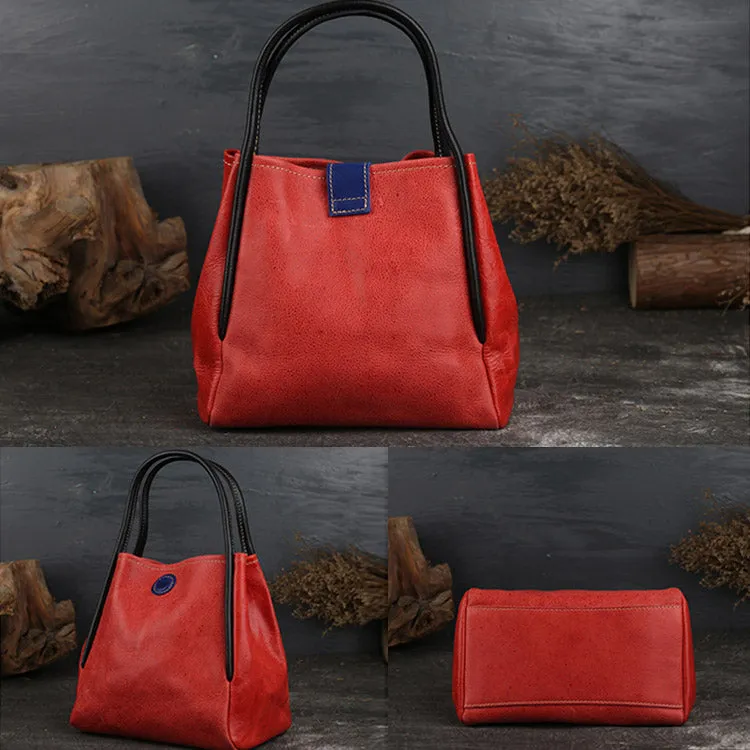 Womens Leather Bucket Bag Purse Leather Tote Handbags for Women