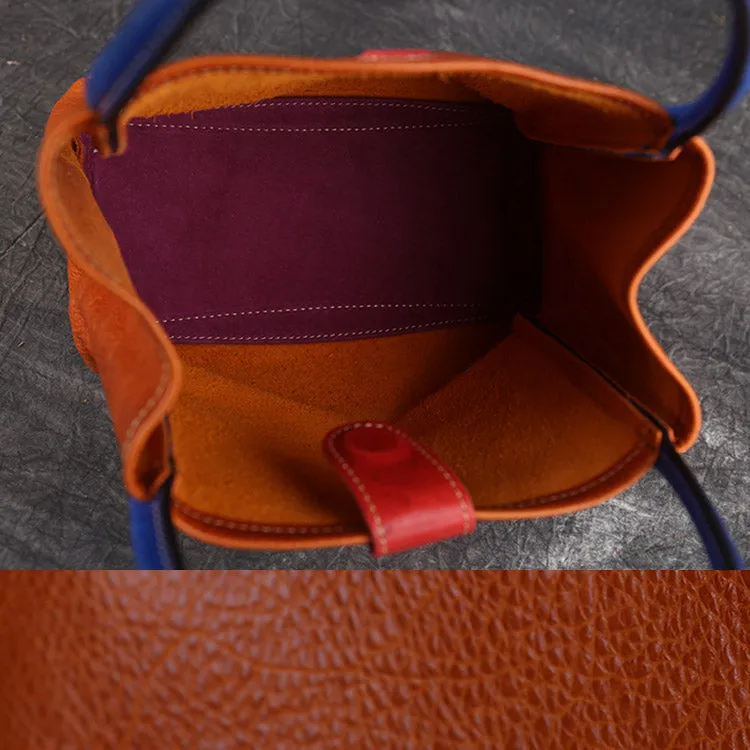 Womens Leather Bucket Bag Purse Leather Tote Handbags for Women
