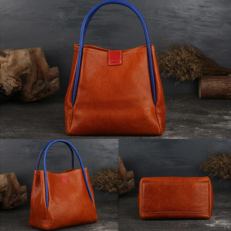 Womens Leather Bucket Bag Purse Leather Tote Handbags for Women