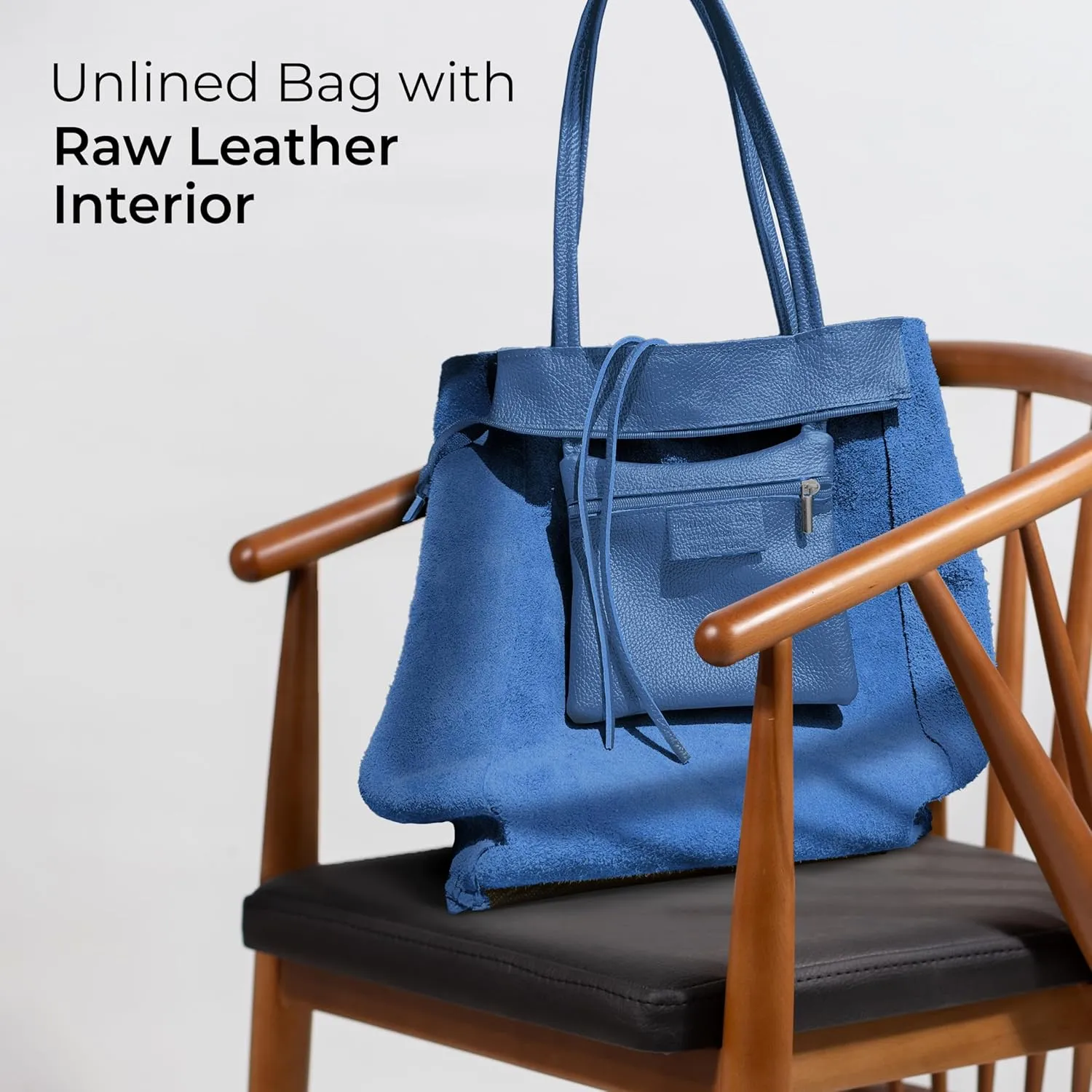 Women's Leather Tote Bag with Zipper for Shopping, Travel and Work - Large Italian Shoulder Handbags