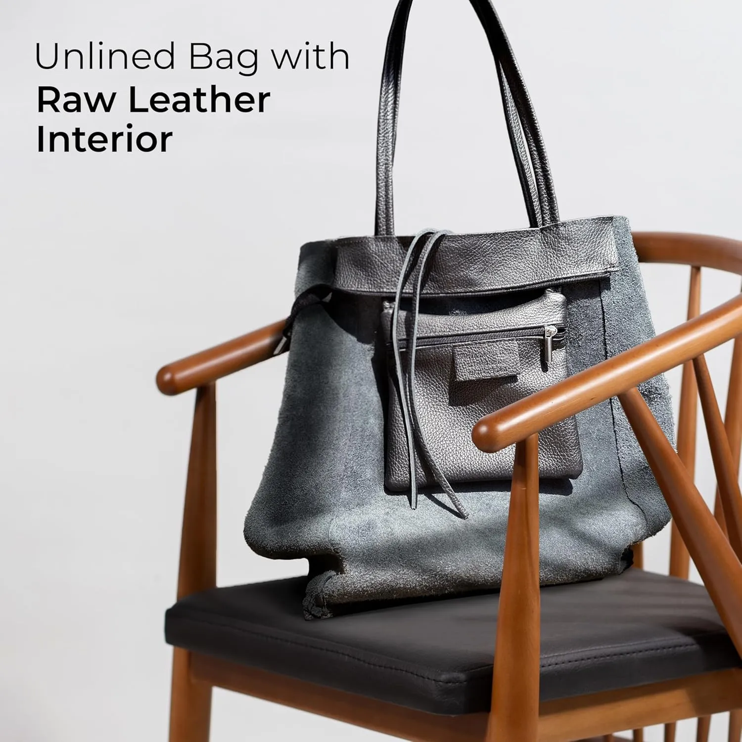 Women's Leather Tote Bag with Zipper for Shopping, Travel and Work - Large Italian Shoulder Handbags