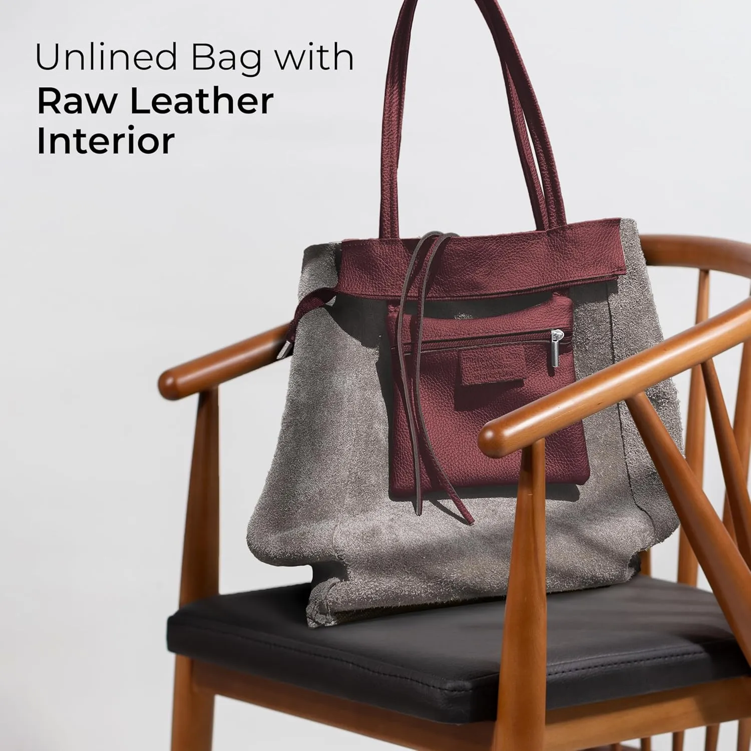 Women's Leather Tote Bag with Zipper for Shopping, Travel and Work - Large Italian Shoulder Handbags