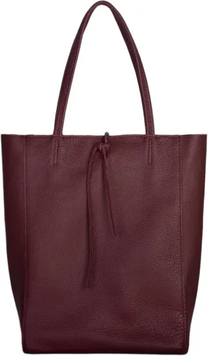 Women's Leather Tote Bag with Zipper for Shopping, Travel and Work - Large Italian Shoulder Handbags