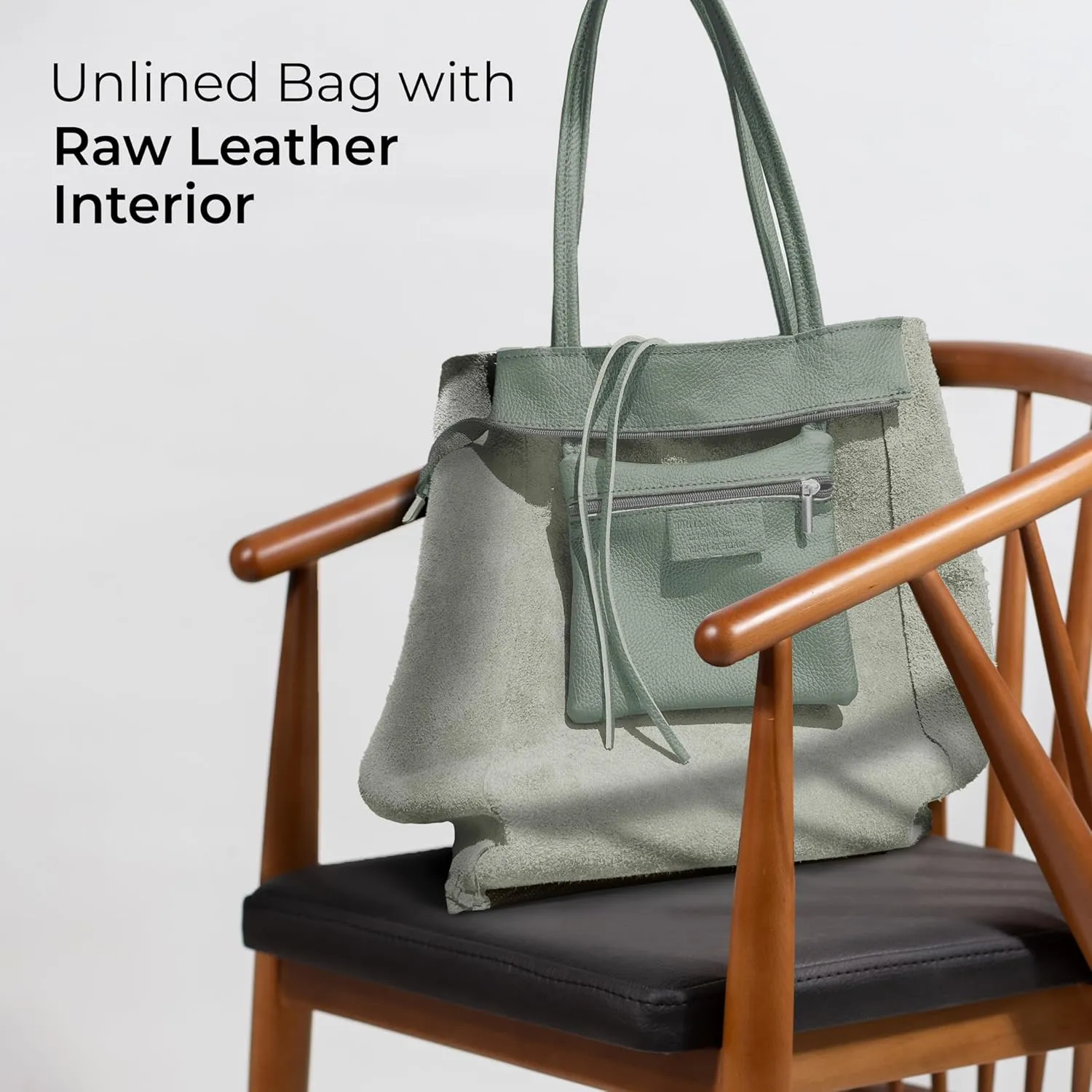 Women's Leather Tote Bag with Zipper for Shopping, Travel and Work - Large Italian Shoulder Handbags