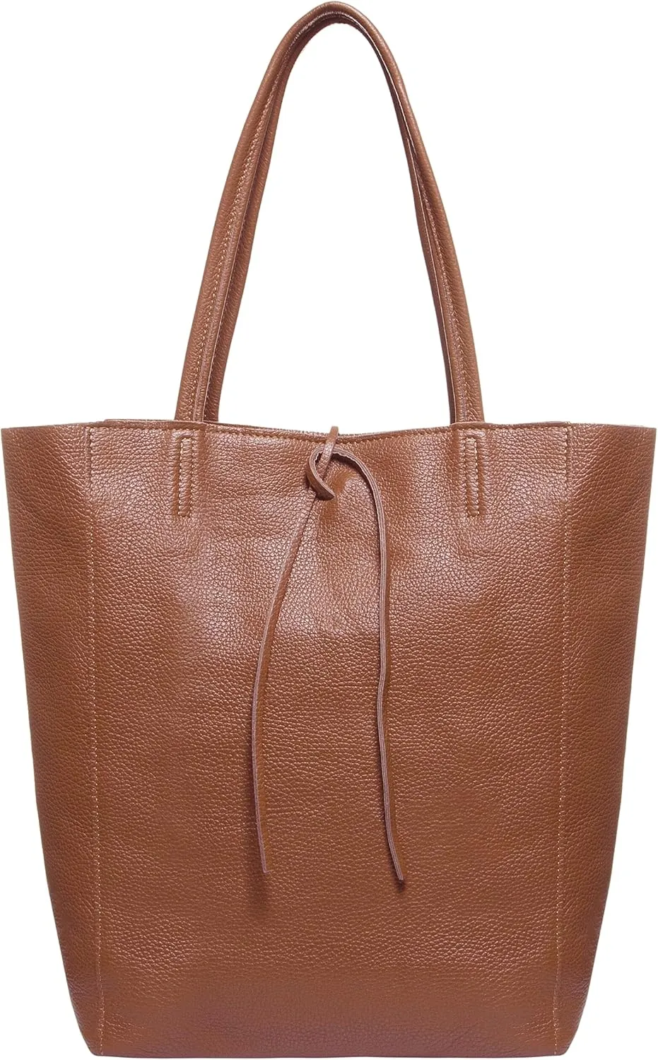 Women's Leather Tote Bag with Zipper for Shopping, Travel and Work - Large Italian Shoulder Handbags