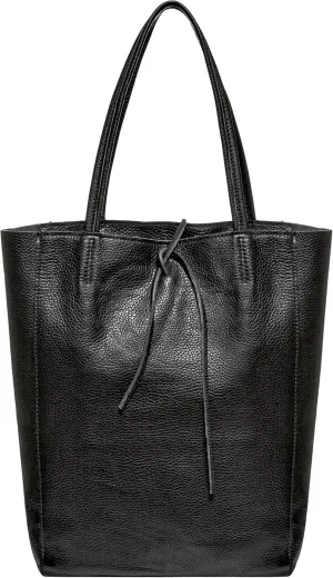 Women's Leather Tote Bag with Zipper for Shopping, Travel and Work - Large Italian Shoulder Handbags