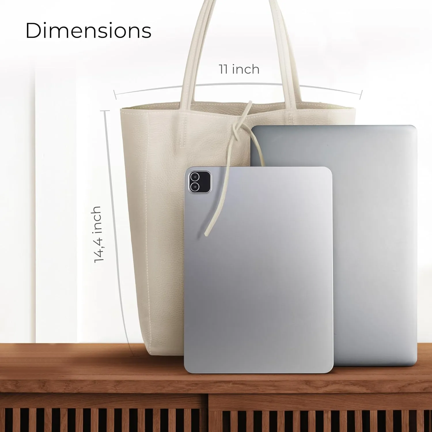 Women's Leather Tote Bag with Zipper for Shopping, Travel and Work - Large Italian Shoulder Handbags