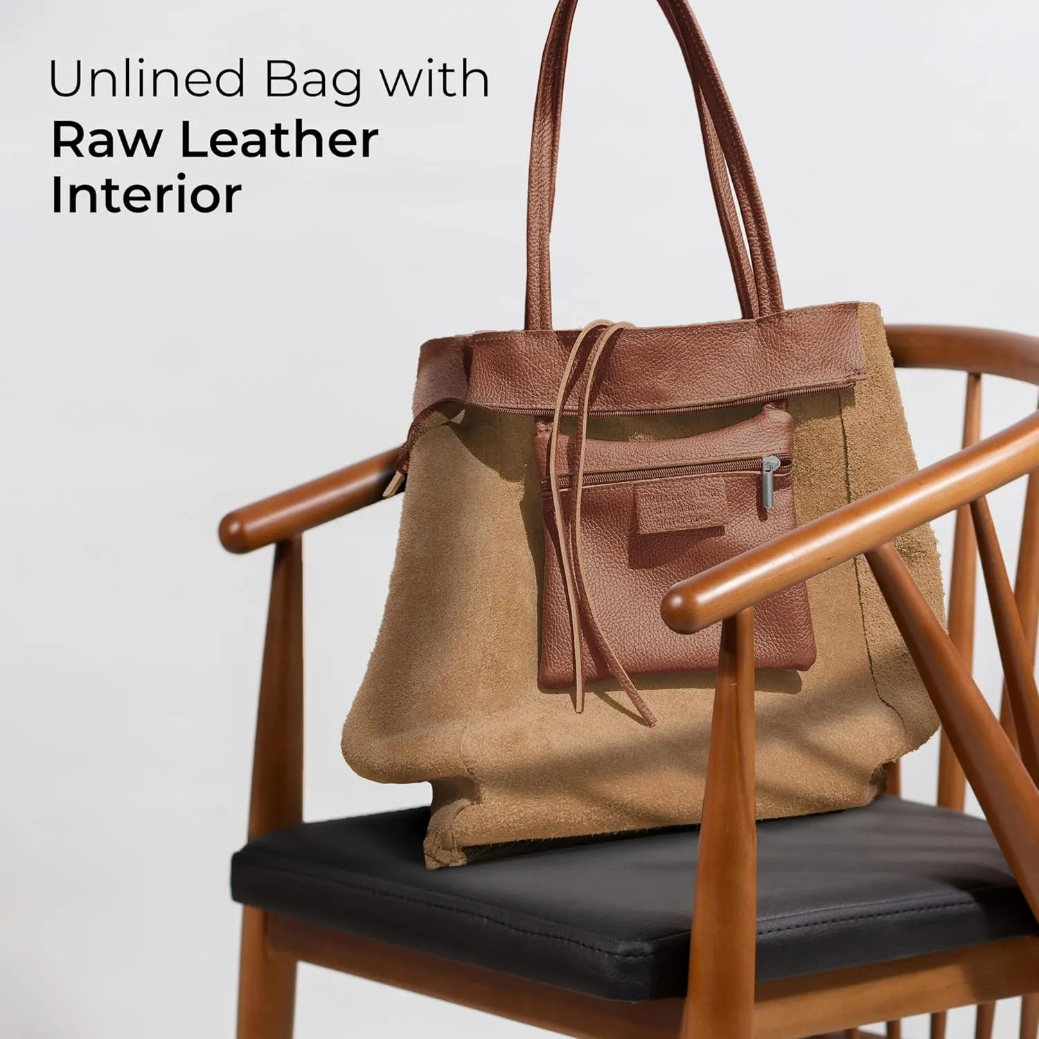 Women's Leather Tote Bag with Zipper for Shopping, Travel and Work - Large Italian Shoulder Handbags