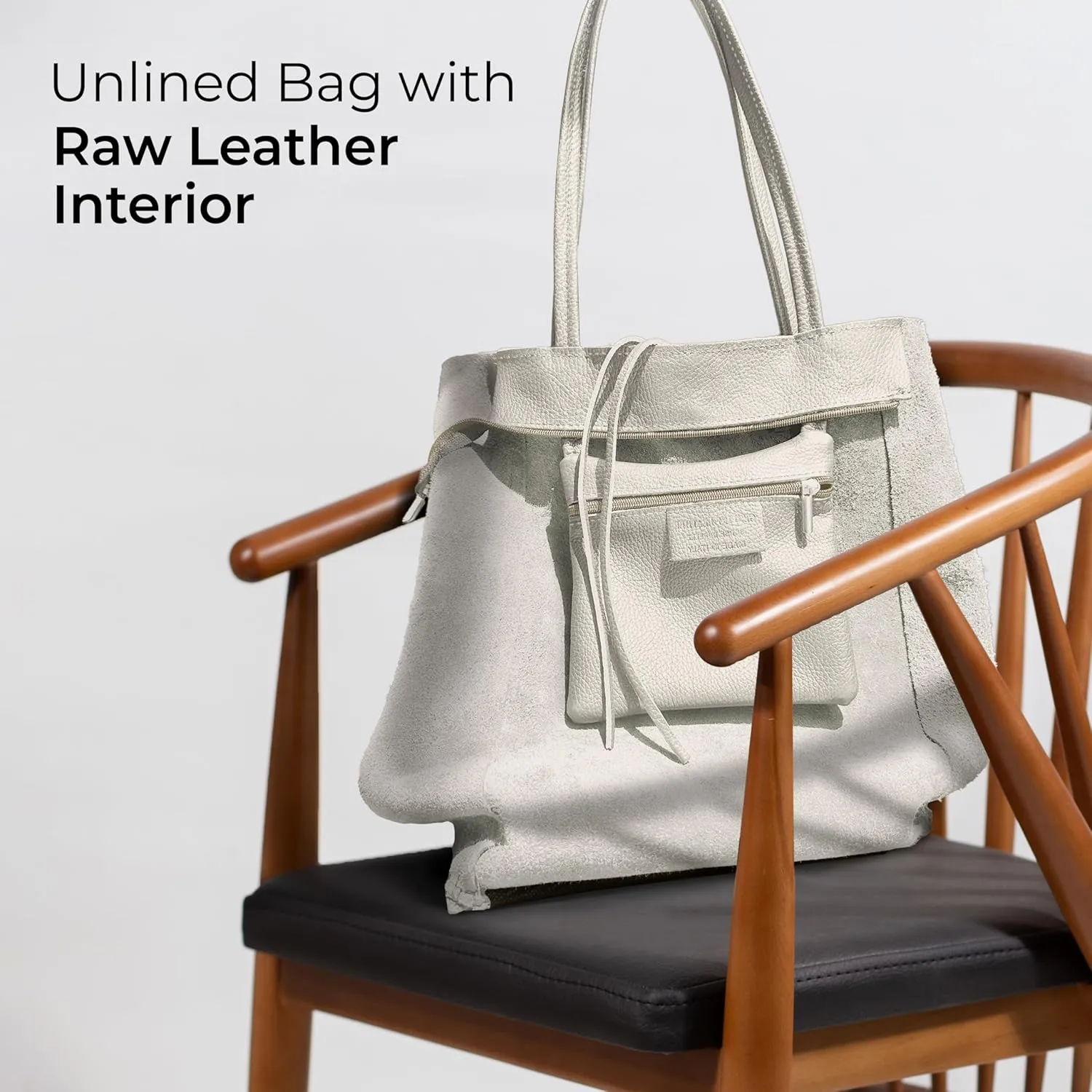 Women's Leather Tote Bag with Zipper for Shopping, Travel and Work - Large Italian Shoulder Handbags