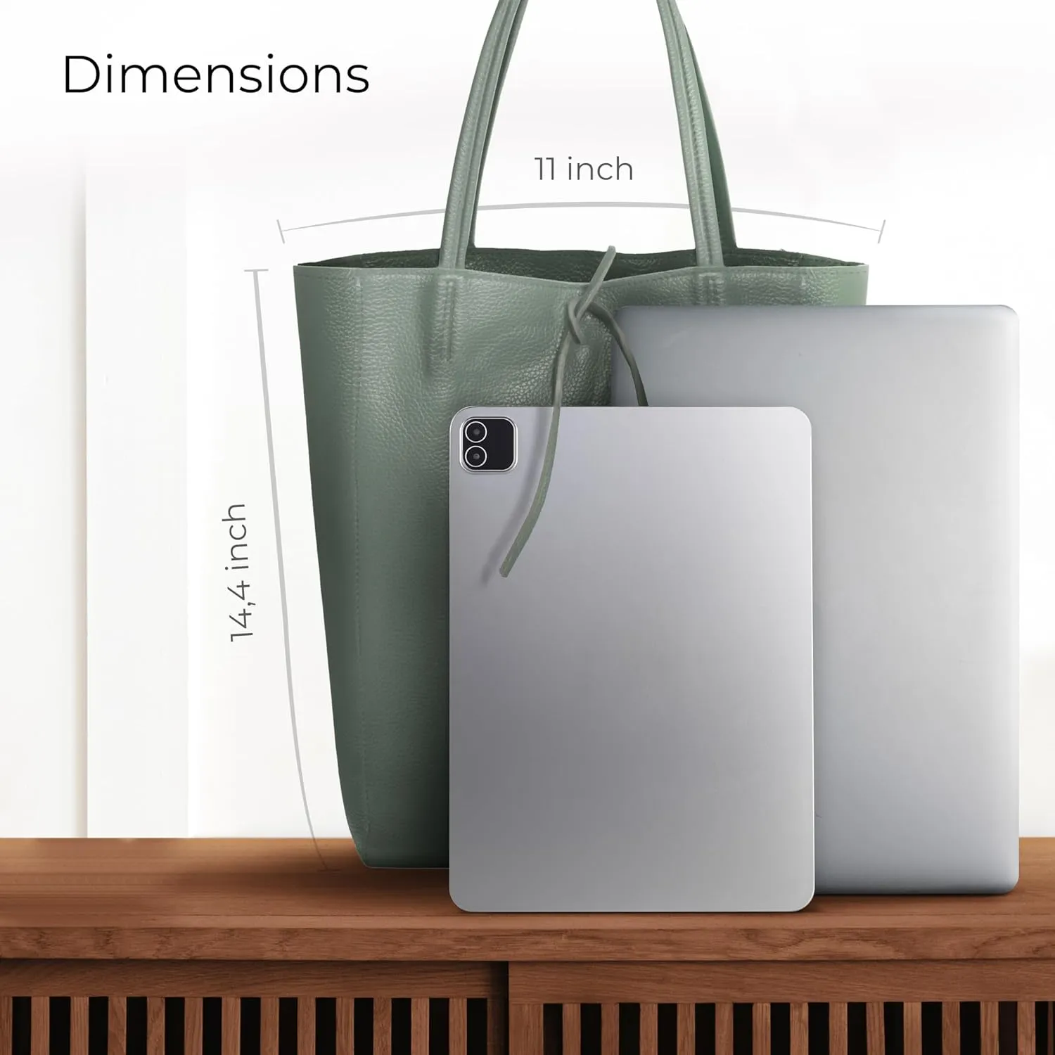 Women's Leather Tote Bag with Zipper for Shopping, Travel and Work - Large Italian Shoulder Handbags