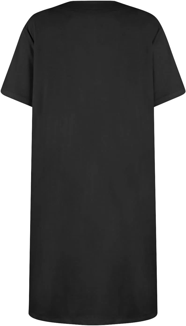 Womens Mini Dress Summer Square Neck Short Sleeve Shift Tshirt Dress Casual Cute Beach Vacation Dress with Pockets