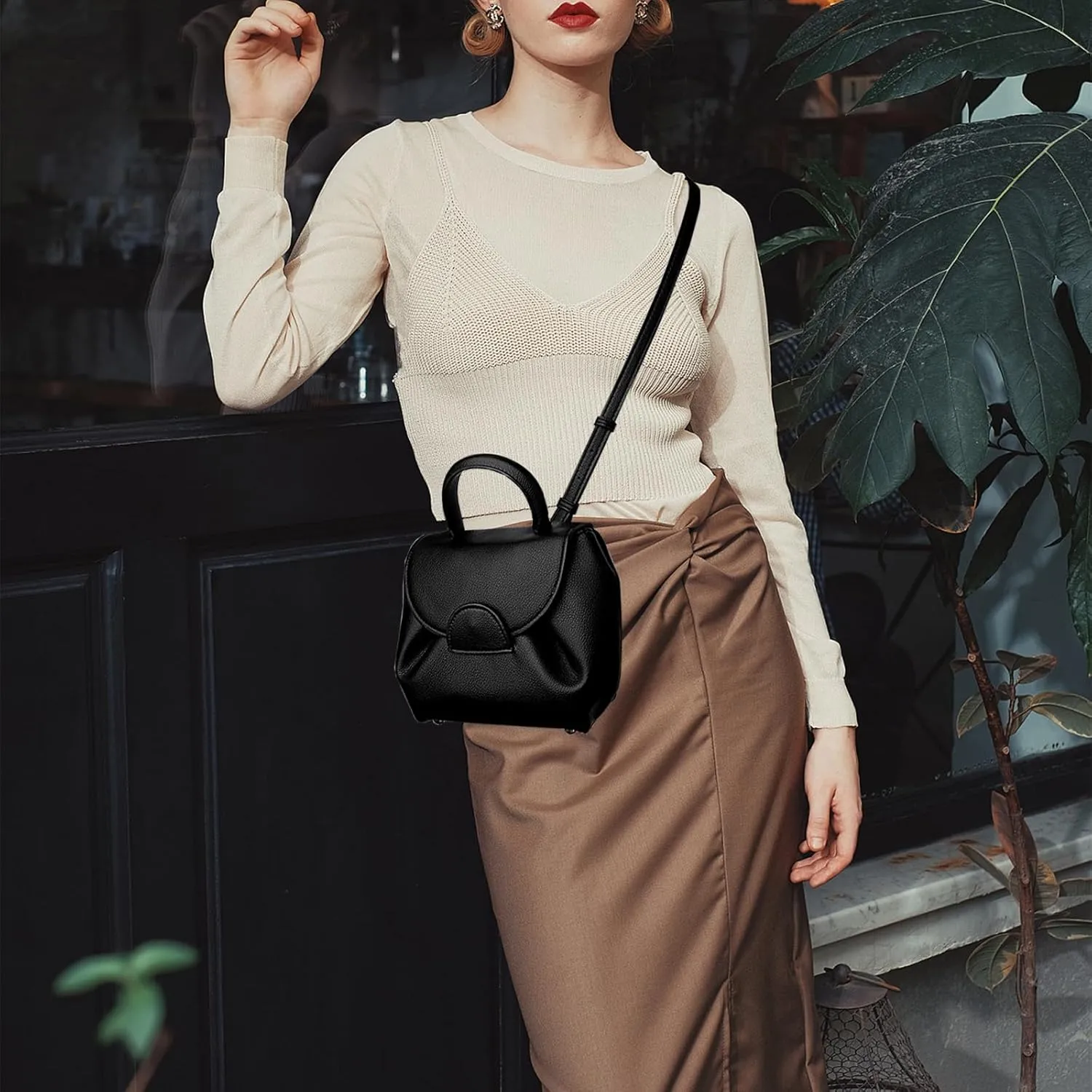 Women's Top-Handle Handbags,Top Handle Bag,Designer Bags for Women,Luxury Handbags,Mini Faux Leather Shoulder Bag