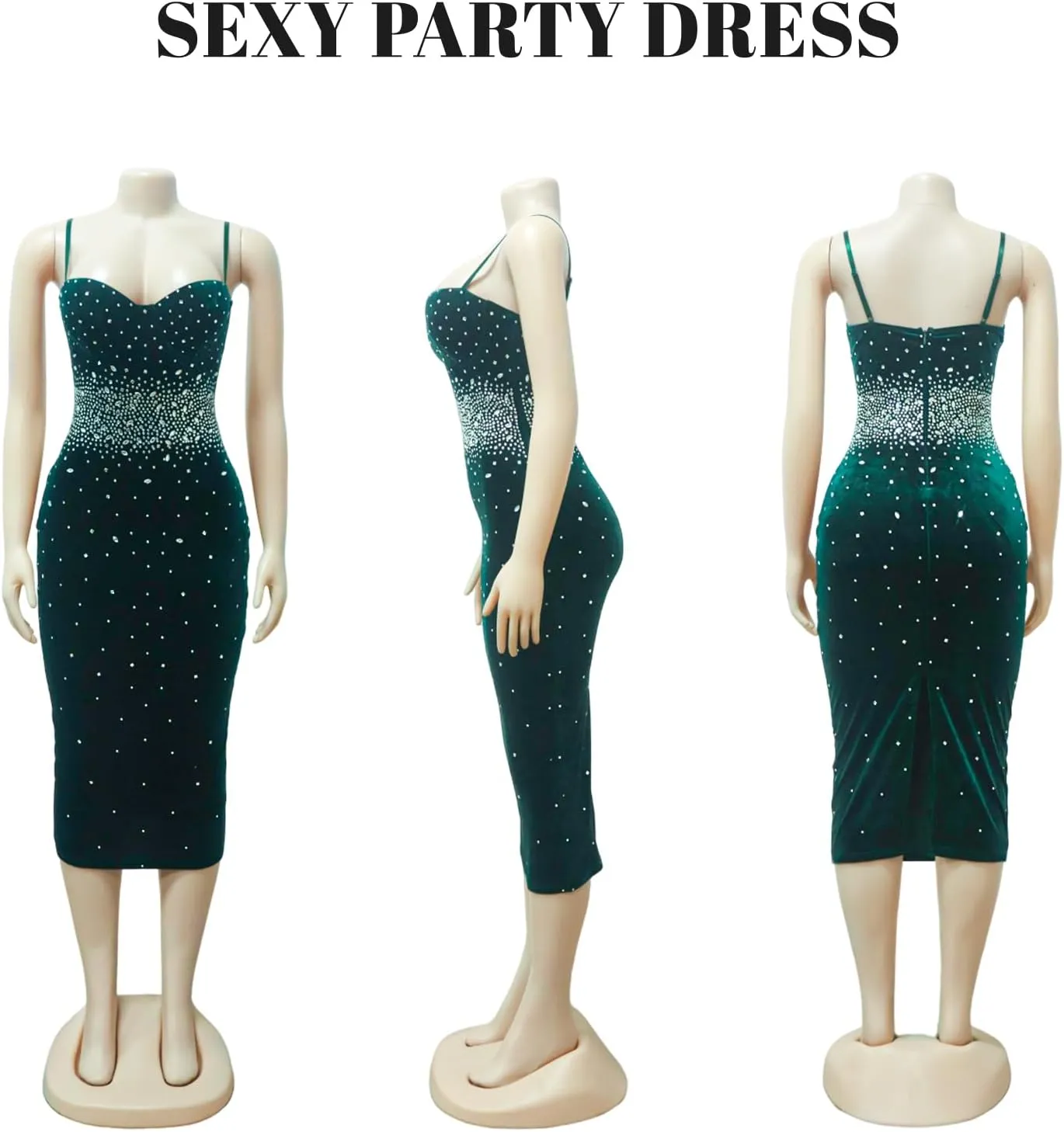Women's Wedding Guest Rhinestone Pearls Dress Bodycon Sexy Date Night Dress