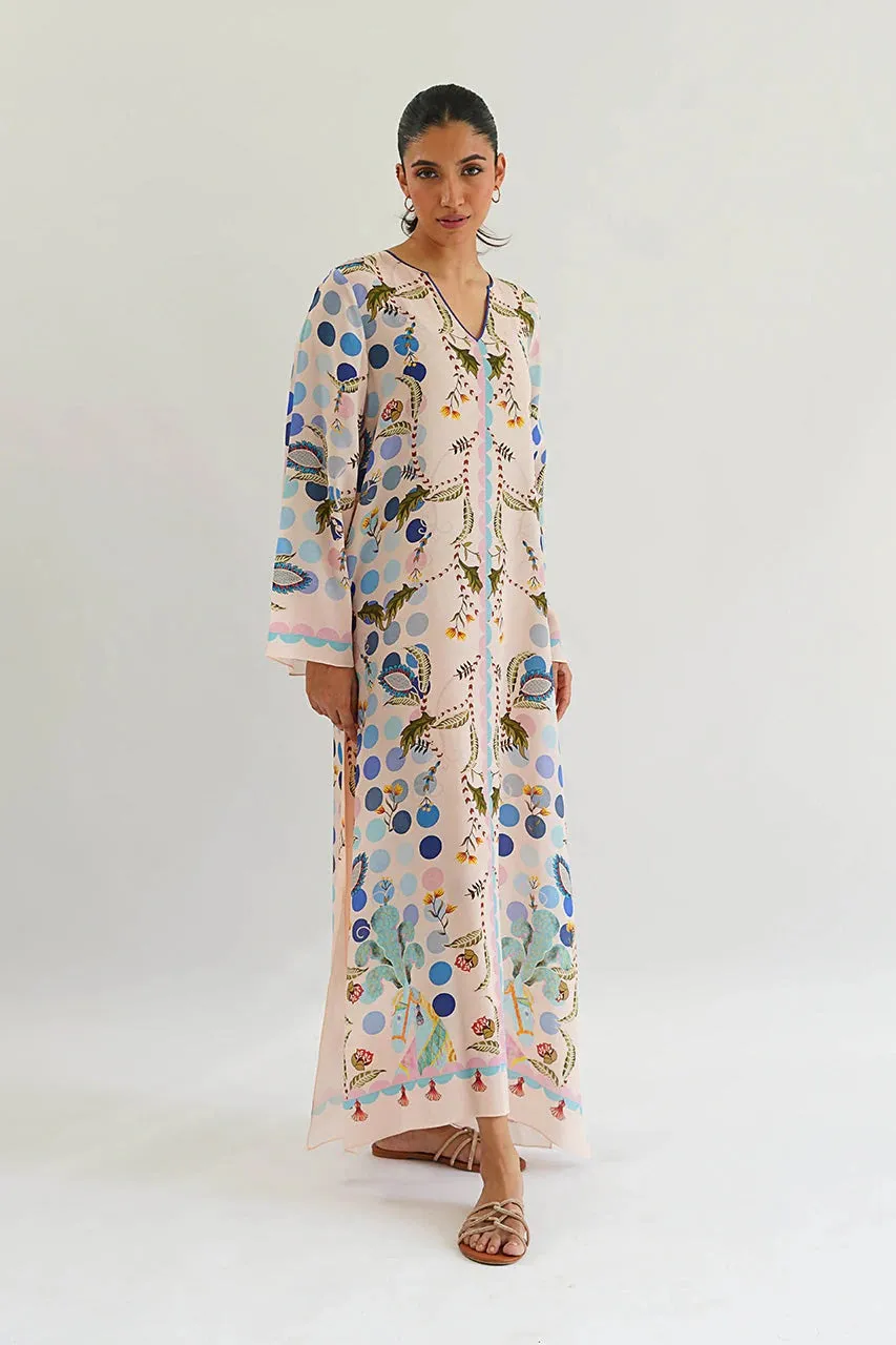 Women's White Korean BSY Printed Dress - BlackBeads
