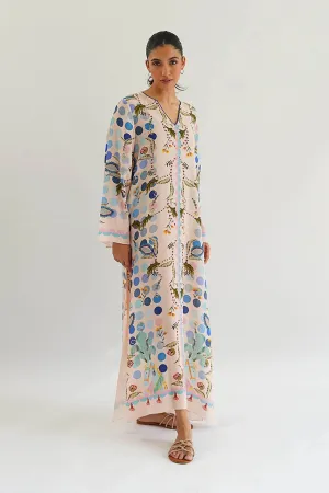Women's White Korean BSY Printed Dress - BlackBeads
