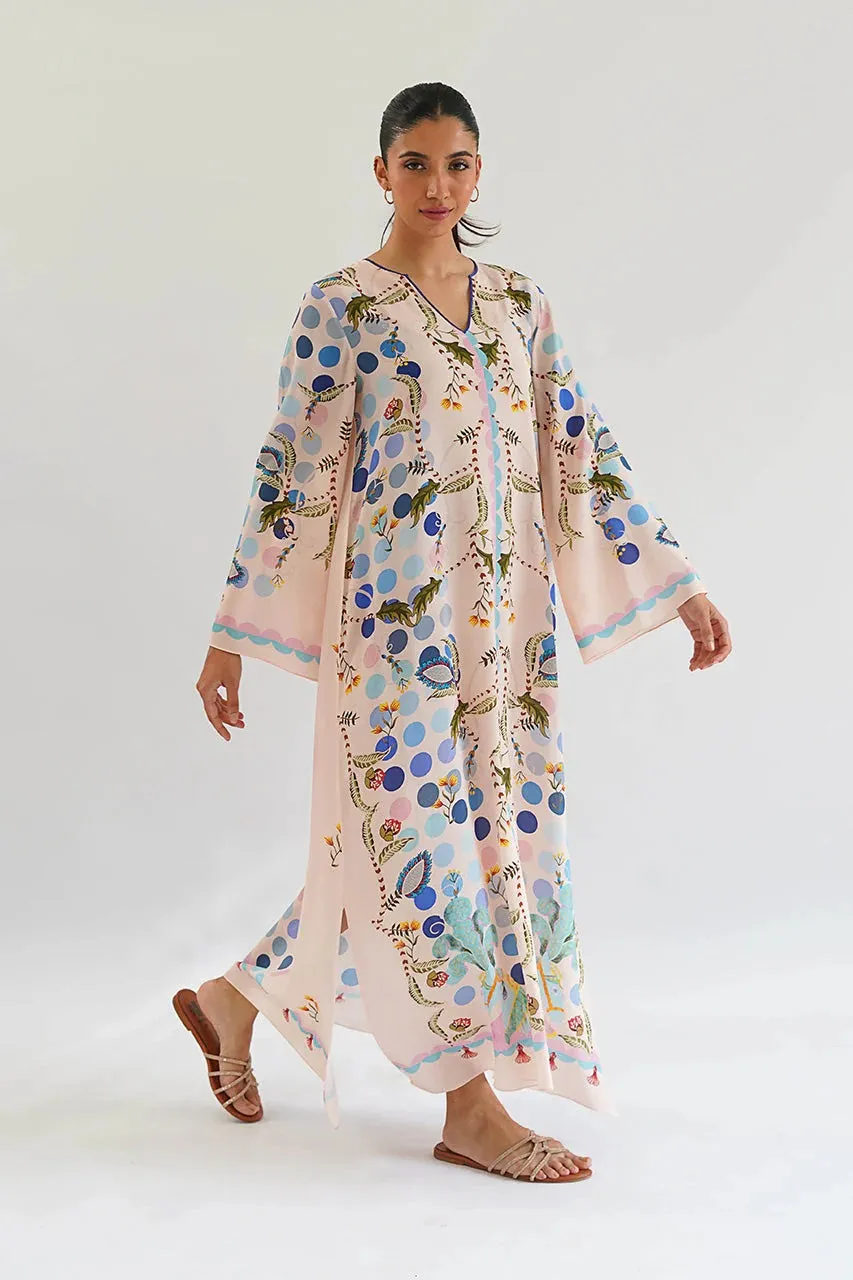 Women's White Korean BSY Printed Dress - BlackBeads