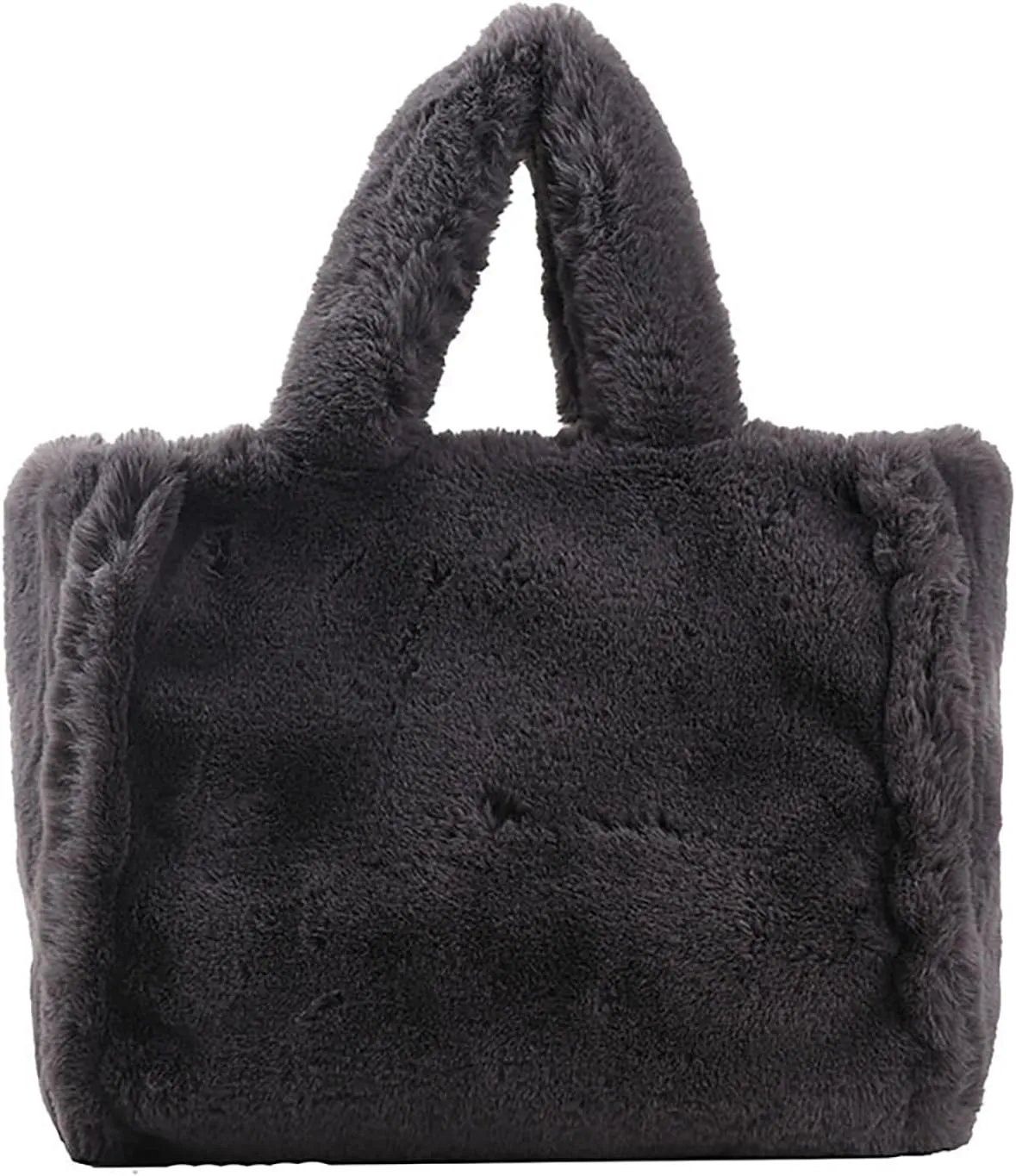 Women's Winter New Largesize Large Capacity Solid Color Simple Plush Handbag over Shoulder Bag (Grey, One Size)