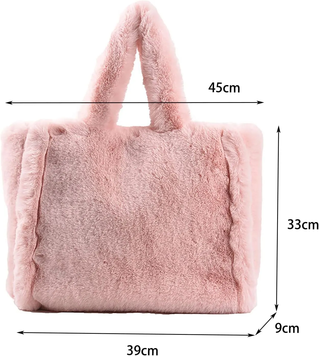 Women's Winter New Largesize Large Capacity Solid Color Simple Plush Handbag over Shoulder Bag (Khaki, One Size)