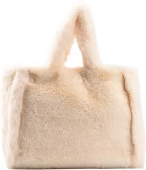 Women's Winter New Largesize Large Capacity Solid Color Simple Plush Handbag over Shoulder Bag (White, One Size)