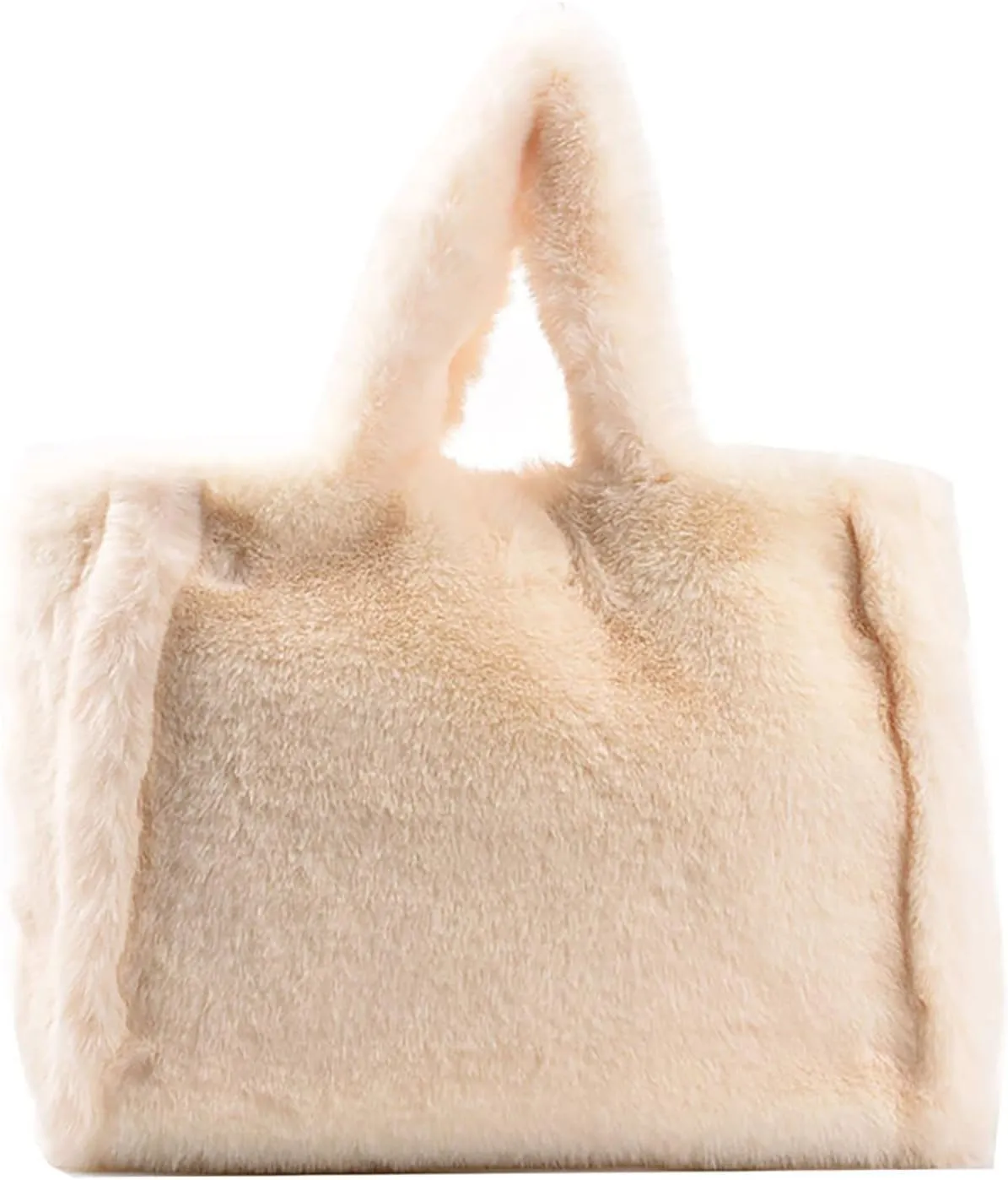 Women's Winter New Largesize Large Capacity Solid Color Simple Plush Handbag over Shoulder Bag (White, One Size)