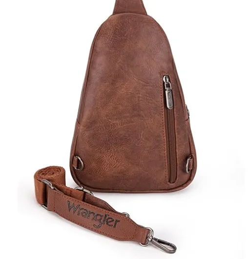 Wrangler Dark Brown Dual Zippered Crossbody Sling Purse WG87-227DBR