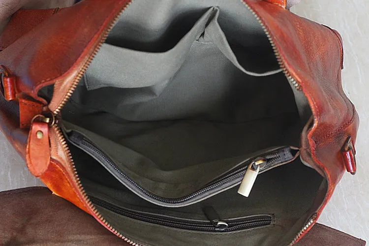 YAAGLE Female Vintage Handmade Real Leather Flap Handbag YGPD2145