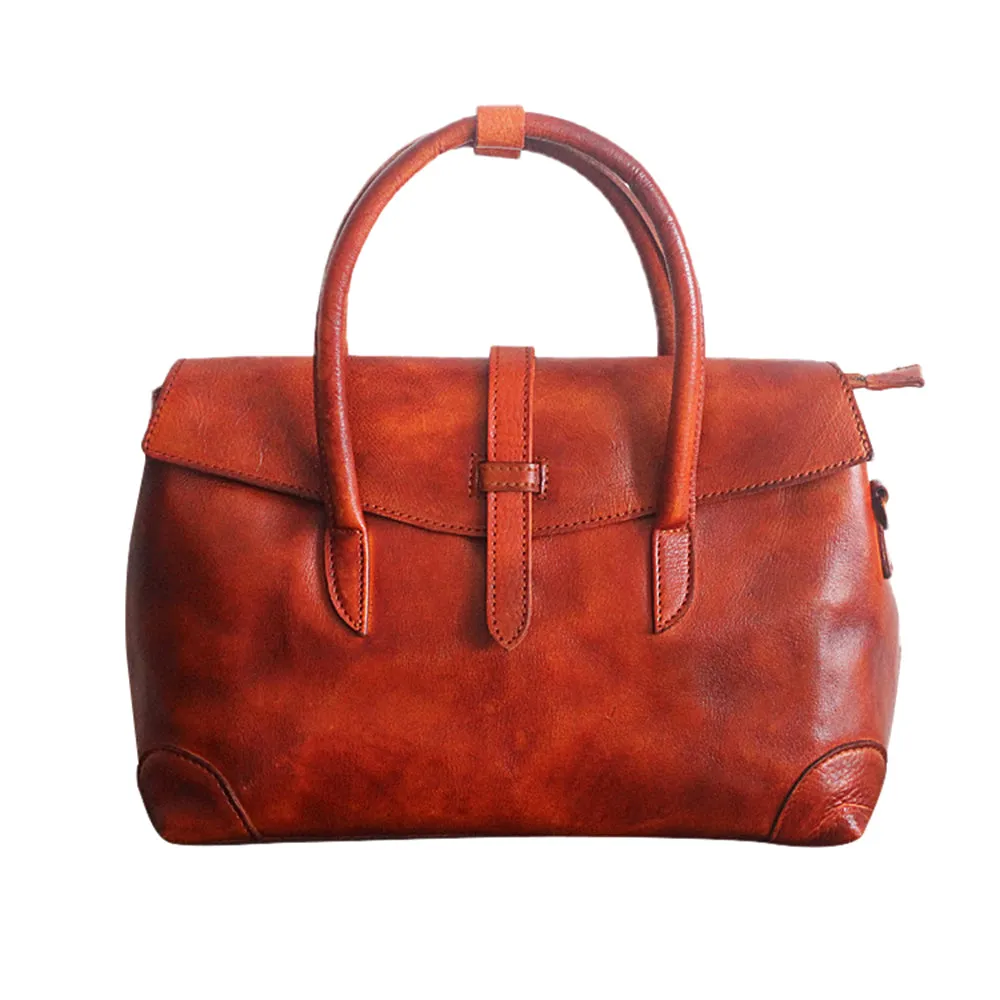 YAAGLE Female Vintage Handmade Real Leather Flap Handbag YGPD2145