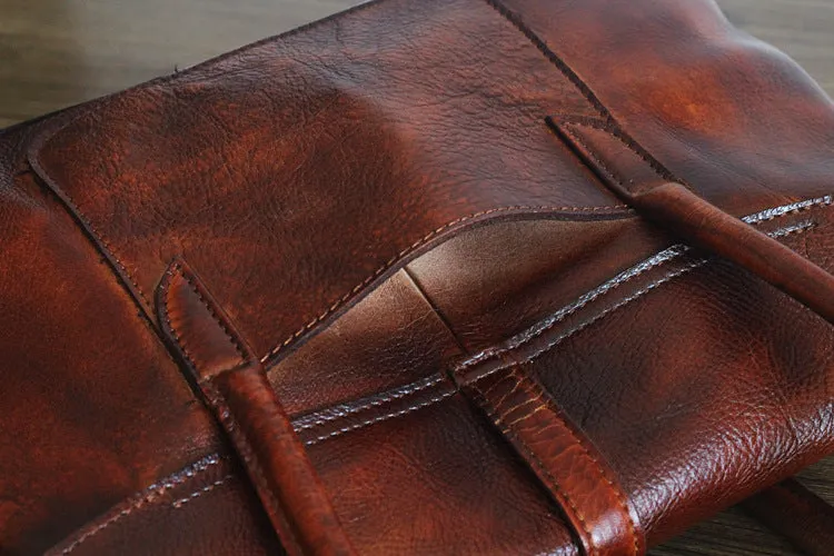 YAAGLE Female Vintage Handmade Real Leather Flap Handbag YGPD2145