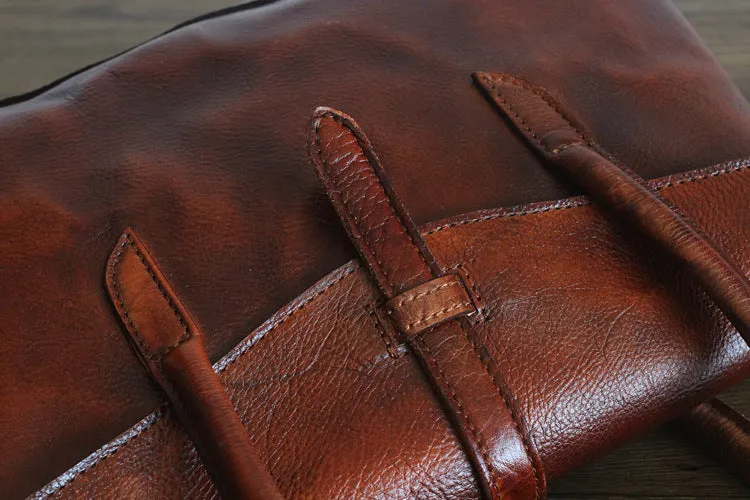 YAAGLE Female Vintage Handmade Real Leather Flap Handbag YGPD2145