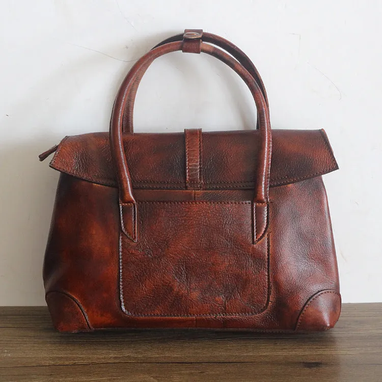 YAAGLE Female Vintage Handmade Real Leather Flap Handbag YGPD2145