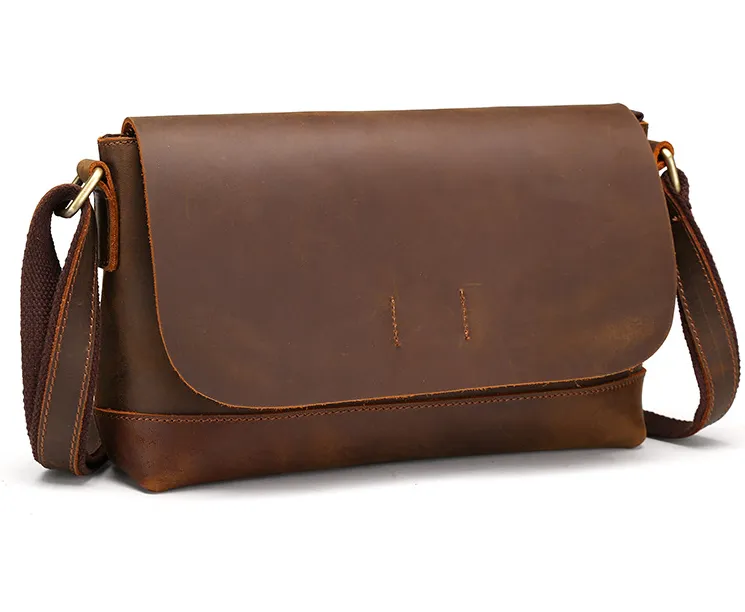 YAAGLE Men's Crazy Horse Leather Cross Body Shoulder Bag YG8896