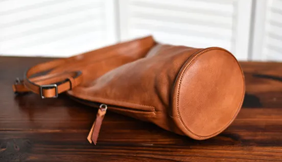 YAAGLE Unisex Personalized Real Leather Bucket Shoulder Bag YG8089