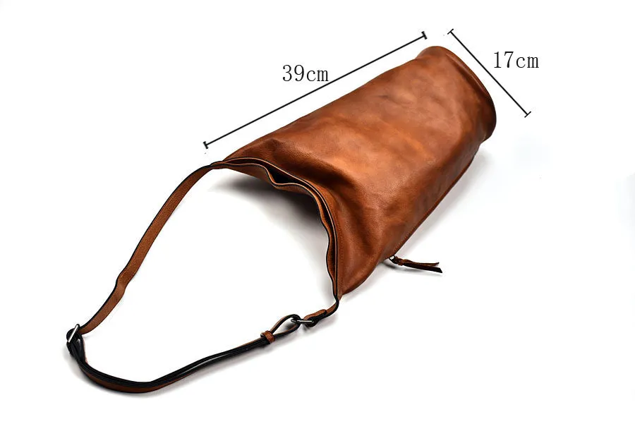 YAAGLE Unisex Personalized Real Leather Bucket Shoulder Bag YG8089