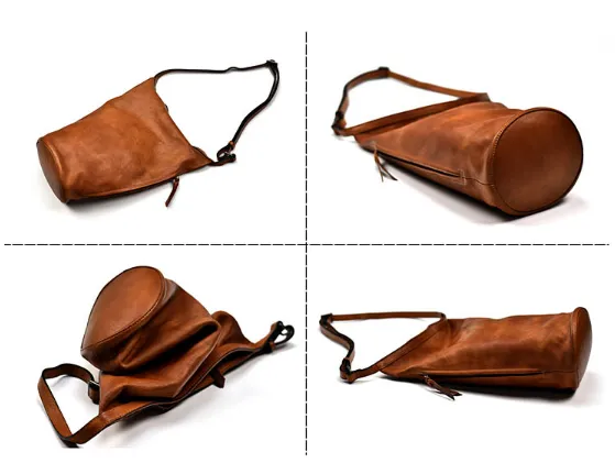 YAAGLE Unisex Personalized Real Leather Bucket Shoulder Bag YG8089