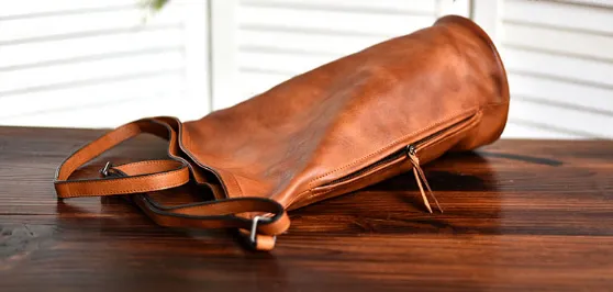 YAAGLE Unisex Personalized Real Leather Bucket Shoulder Bag YG8089