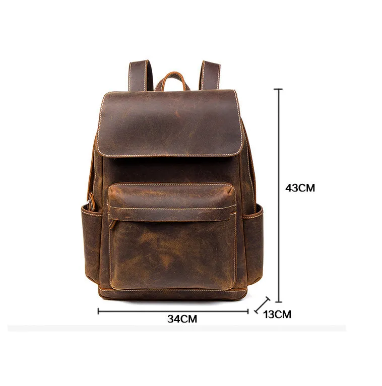 YAAGLE Vintage Unisex Crazy Horse Leather Travel Backpack YGB524