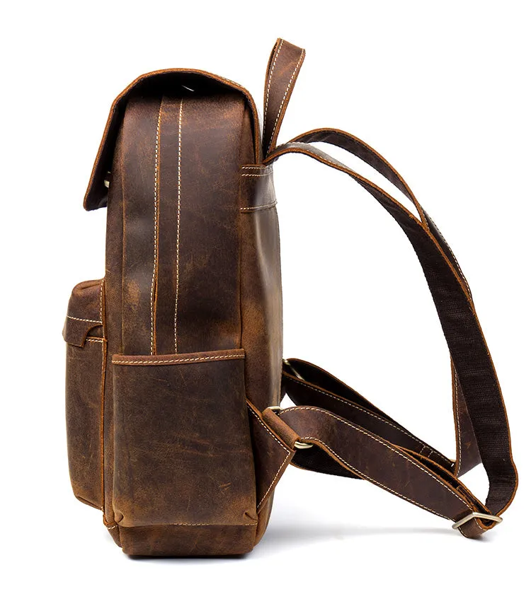YAAGLE Vintage Unisex Crazy Horse Leather Travel Backpack YGB524