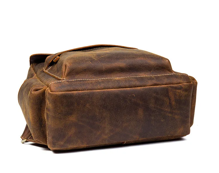 YAAGLE Vintage Unisex Crazy Horse Leather Travel Backpack YGB524