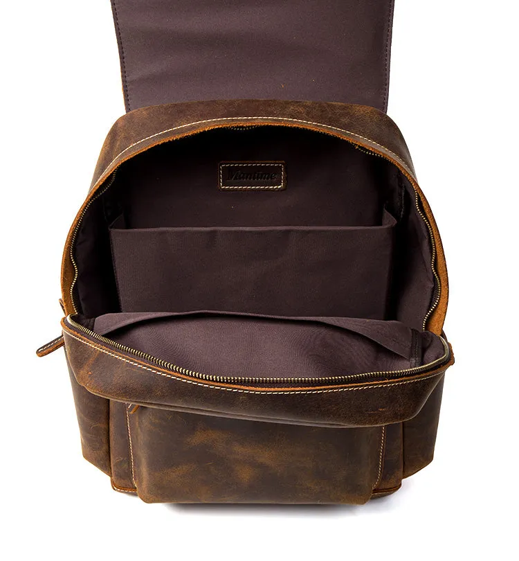 YAAGLE Vintage Unisex Crazy Horse Leather Travel Backpack YGB524