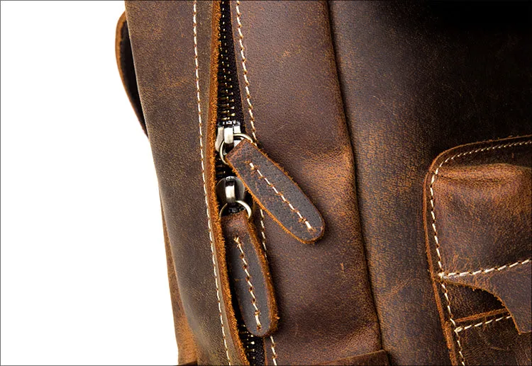 YAAGLE Vintage Unisex Crazy Horse Leather Travel Backpack YGB524