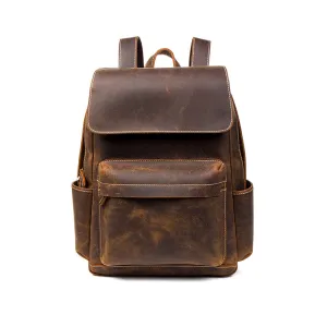 YAAGLE Vintage Unisex Crazy Horse Leather Travel Backpack YGB524