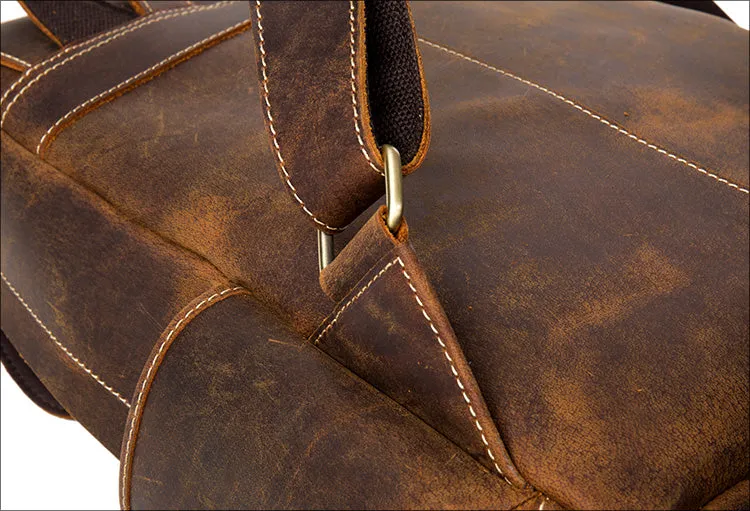 YAAGLE Vintage Unisex Crazy Horse Leather Travel Backpack YGB524