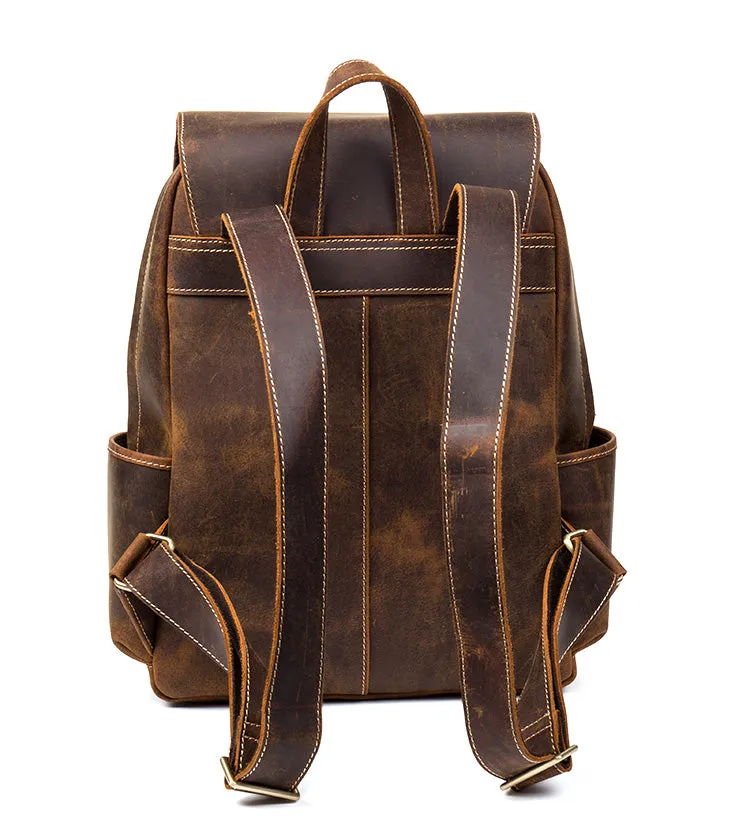 YAAGLE Vintage Unisex Crazy Horse Leather Travel Backpack YGB524