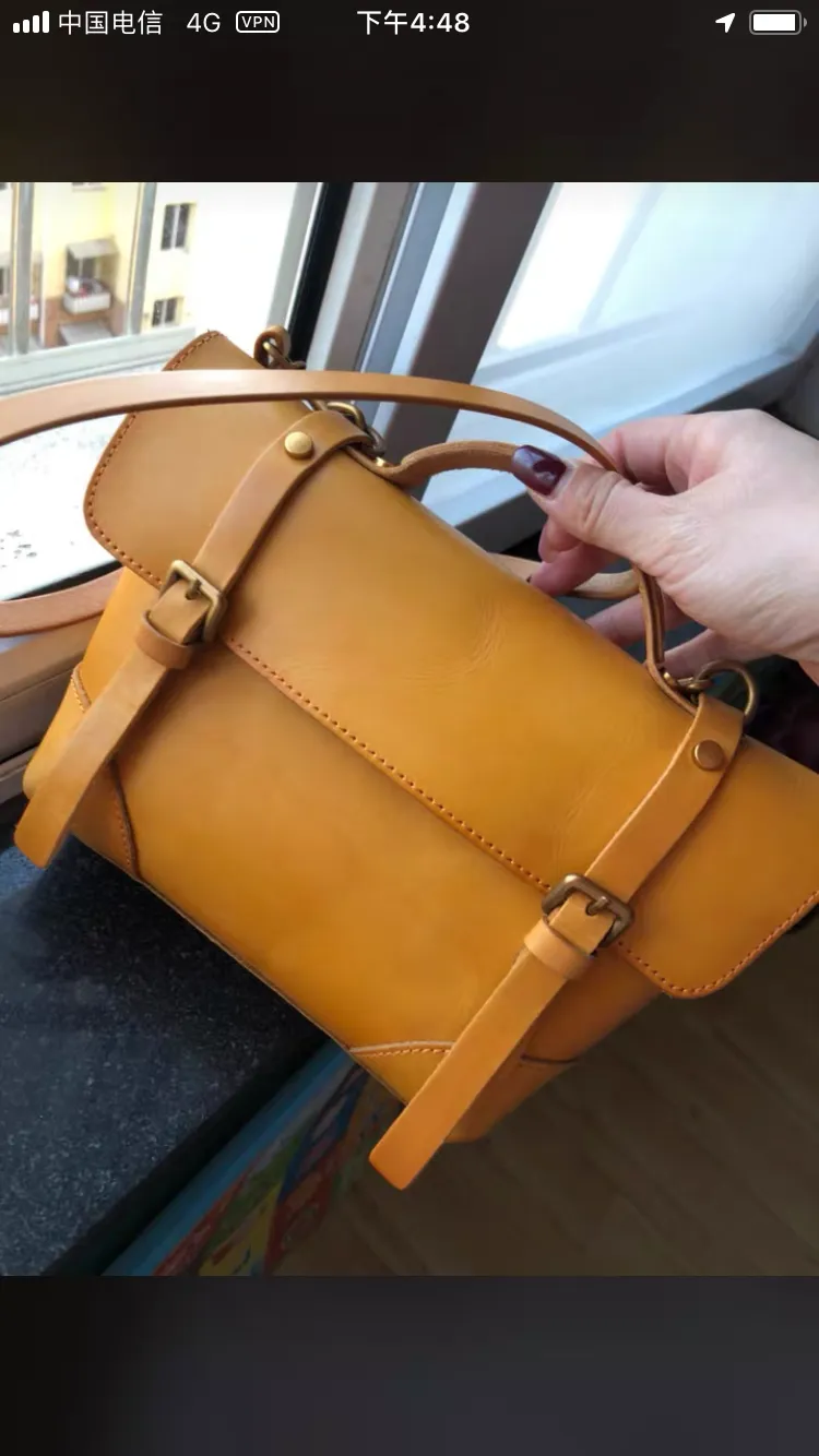 YAAGLE Women Vintage Handmade Real Leather Flap Handbag YG297(small)