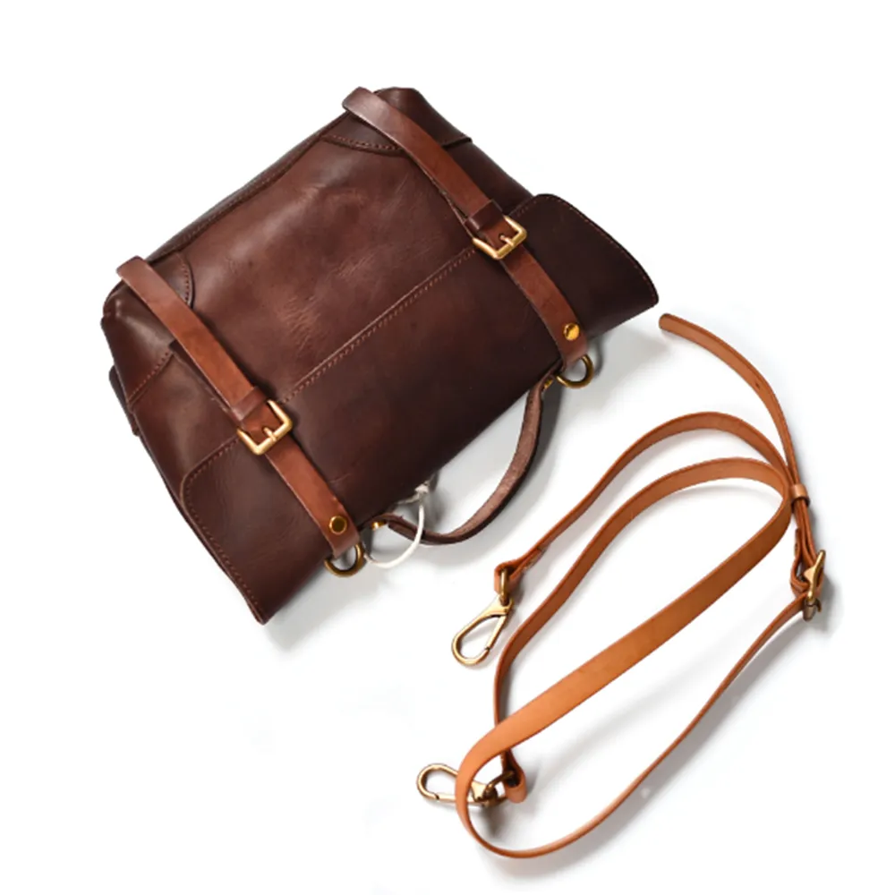 YAAGLE Women Vintage Handmade Real Leather Flap Handbag YG297(small)
