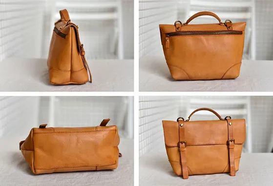 YAAGLE Women Vintage Handmade Real Leather Flap Handbag YG297(small)